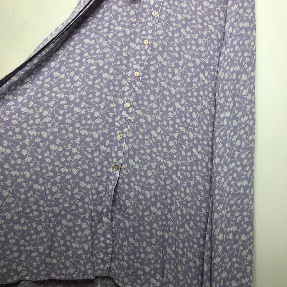 Christy Dawn Midi Dress Lavender Floral Ruffle Collar Button Up Tie Waist 3X - Picture 11 of 13